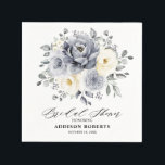 Silver Grey Ivory Floral boho Ivory Bridal Shower Napkin<br><div class="desc">Elegant floral winter bridal shower napkin features elegant grey ,  ivory and silver watercolor flower bouquet frosty-hued greenery. Please contact me for any help in customisation or if you need any other product with this design.</div>