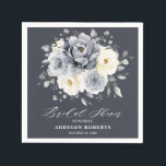 Silver Grey Ivory Floral boho Ivory Bridal Shower  Napkin<br><div class="desc">Elegant floral winter bridal shower napkin features elegant grey ,  ivory and silver watercolor flower bouquet frosty-hued greenery. Please contact me for any help in customisation or if you need any other product with this design.</div>