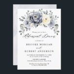 Silver Grey Ivory Floral Winter  Rehearsal Dinner Invitation<br><div class="desc">Elegant floral winter rehearsal dinner invitation features elegant grey ,  ivory and silver watercolor flower bouquet frosty-hued greenery. Please contact me for any help in customisation or if you need any other product with this design.</div>