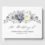 Silver Grey Ivory Floral Winter Rustic Wedding Guest Book<br><div class="desc">Elegant floral winter wedding invitation features elegant grey ,  ivory and silver watercolor flower bouquet frosty-hued greenery. Please contact me for any help in customisation or if you need any other product with this design.</div>