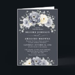 Silver Grey Ivory Floral Winter Rustic Wedding  In Invitation<br><div class="desc">Elegant floral winter wedding invitation features elegant grey ,  ivory and silver watercolor flower bouquet frosty-hued greenery. Please contact me for any help in customisation or if you need any other product with this design.</div>