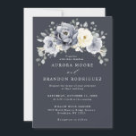 Silver Grey Ivory Floral Winter Rustic Wedding Inv Invitation<br><div class="desc">Elegant floral winter wedding invitation features elegant grey ,  ivory and silver watercolor flower bouquet frosty-hued greenery. Please contact me for any help in customisation or if you need any other product with this design.</div>