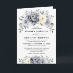 Silver Grey Ivory Floral Winter Rustic Wedding  Invitation<br><div class="desc">Elegant floral winter wedding invitation features elegant grey ,  ivory and silver watercolor flower bouquet frosty-hued greenery. Please contact me for any help in customisation or if you need any other product with this design.</div>