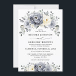 Silver Grey Ivory Floral Winter Rustic Wedding Invitation<br><div class="desc">Elegant floral winter wedding invitation features elegant grey ,  ivory and silver watercolor flower bouquet frosty-hued greenery. Please contact me for any help in customisation or if you need any other product with this design.</div>