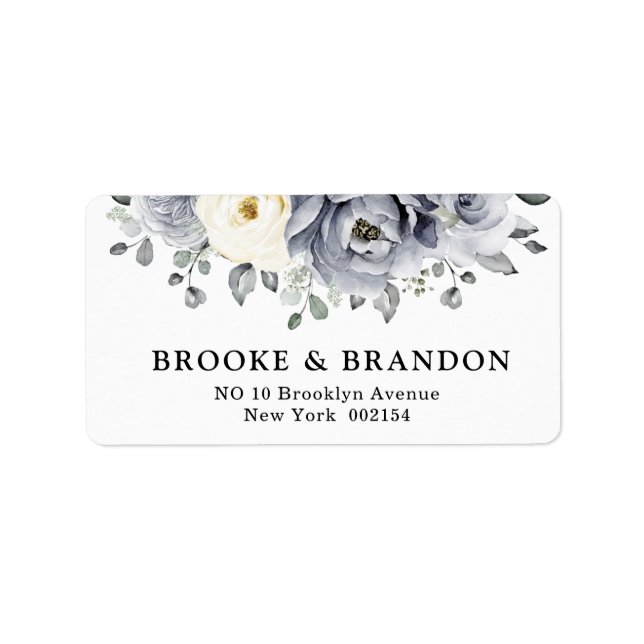 Silver Grey Ivory Floral Winter Rustic Wedding Label (Front)