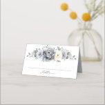 Silver Grey Ivory Floral Winter Rustic Wedding Place Card<br><div class="desc">Elegant floral winter wedding place card features elegant grey ,  ivory and silver watercolor flower bouquet frosty-hued greenery. Please contact me for any help in customisation or if you need any other product with this design.</div>