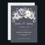 Silver Grey Ivory Floral Winter Rustic Wedding Sav Save The Date<br><div class="desc">Elegant floral winter wedding Save the date card features elegant grey ,  ivory and silver watercolor flower bouquet frosty-hued greenery. Please contact me for any help in customisation or if you need any other product with this design.</div>