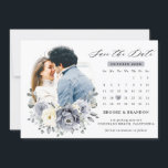Silver Grey Ivory Floral Winter Rustic Wedding Save The Date<br><div class="desc">Elegant floral winter wedding save the date card features elegant grey ,  ivory and silver watercolor flower bouquet frosty-hued greenery. Please contact me for any help in customisation or if you need any other product with this design</div>