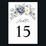 Silver Grey Ivory Floral Winter Rustic Wedding Table Number<br><div class="desc">Elegant floral winter wedding table number features elegant grey ,  ivory and silver watercolor flower bouquet frosty-hued greenery. Please contact me for any help in customisation or if you need any other product with this design.</div>