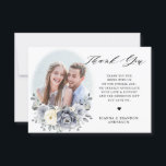 Silver Grey Ivory Floral Winter Rustic Wedding Thank You Card<br><div class="desc">Elegant floral winter wedding thank you card features elegant grey ,  ivory and silver watercolor flower bouquet frosty-hued greenery. Please contact me for any help in customisation or if you need any other product with this design.</div>