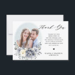 Silver Grey Ivory Floral Winter Rustic Wedding Thank You Card<br><div class="desc">Elegant floral winter wedding thank you card features elegant grey ,  ivory and silver watercolor flower bouquet frosty-hued greenery. Please contact me for any help in customisation or if you need any other product with this design.</div>