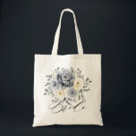 Silver Grey Ivory Floral Winter Rustic Wedding Tote Bag<br><div class="desc">Elegant floral winter wedding bride tote bag   features elegant grey ,  ivory and silver watercolor flower bouquet frosty-hued greenery. Please contact me for any help in customisation or if you need any other product with this design.</div>