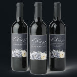 Silver Grey Ivory Floral Winter Rustic Wedding Win Wine Label<br><div class="desc">Elegant floral winter wedding wine label features elegant grey ,  ivory and silver watercolor flower bouquet frosty-hued greenery. Please contact me for any help in customisation or if you need any other product with this design.</div>