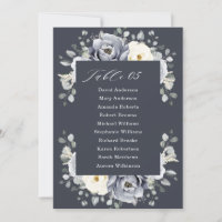 Silver Grey Ivory Floral Winter Seating Chart Invi