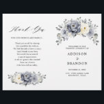 Silver Grey Ivory Floral Winter  Wedding Program<br><div class="desc">Elegant floral winter wedding program features elegant grey ,  ivory and silver watercolor flower bouquet frosty-hued greenery. Please contact me for any help in customisation or if you need any other product with this design.</div>