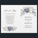 Silver Grey Ivory Floral Winter  Wedding Program<br><div class="desc">Elegant floral winter wedding program features elegant grey ,  ivory and silver watercolor flower bouquet frosty-hued greenery. Please contact me for any help in customisation or if you need any other product with this design.</div>