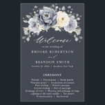 Silver Grey Ivory Floral Winter Wedding Program<br><div class="desc">Elegant floral winter wedding program card features elegant grey ,  ivory and silver watercolor flower bouquet frosty-hued greenery. Please contact me for any help in customisation or if you need any other product with this design.</div>