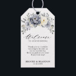 Silver Grey Ivory Floral Winter  Wedding Welcome Gift Tags<br><div class="desc">Elegant floral winter wedding welcome gift tag features elegant grey ,  ivory and silver watercolor flower bouquet frosty-hued greenery. Please contact me for any help in customisation or if you need any other product with this design.</div>