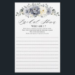 Silver Grey Ivory Floral Winter Who Am I Game<br><div class="desc">Elegant floral winter bridal shower who Am I game features elegant grey ,  ivory and silver watercolor flower bouquet frosty-hued greenery. Please contact me for any help in customisation or if you need any other product with this design.</div>
