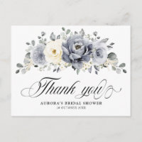 Silver Grey Ivory Winter Bridal Shower Thank You