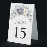 Silver Grey Ivory  Winter Wedding Table Number<br><div class="desc">Elegant floral winter wedding table number features elegant grey ,  ivory and silver watercolor flower bouquet frosty-hued greenery. Please contact me for any help in customisation or if you need any other product with this design.</div>