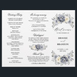 Silver Grey Ivory Winter Wedding Tri-Fold Program<br><div class="desc">Elegant floral winter wedding Tri-fold program card features elegant grey ,  ivory and silver watercolor flower bouquet frosty-hued greenery. Please contact me for any help in customisation or if you need any other product with this design.</div>