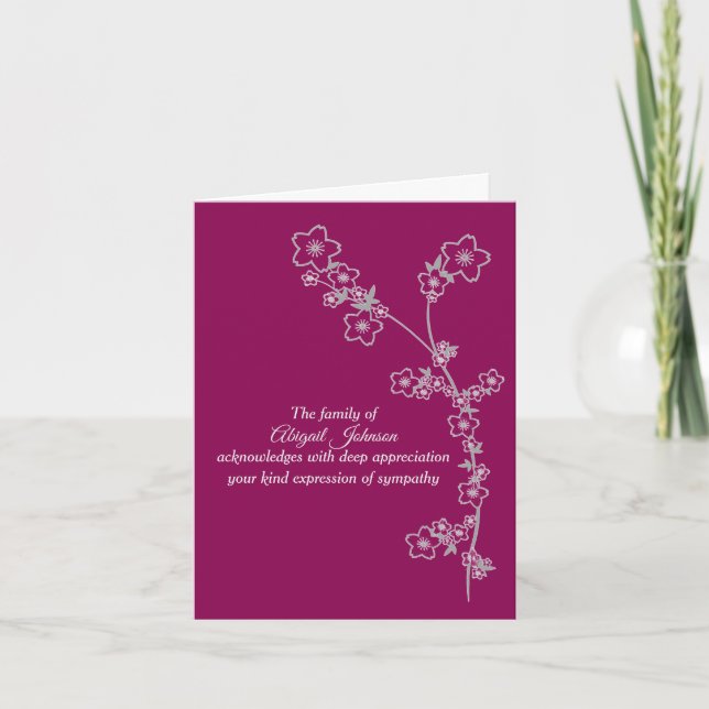 Silver Grey Japanese Foliage Sympathy Thank You (Front)