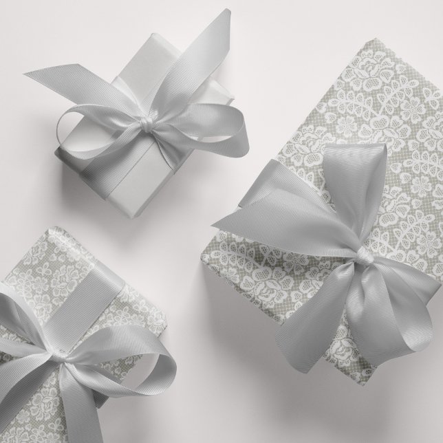 Silver Grey Lace Wedding Wrapping Paper Sheet (Silver Gray Lace Wedding Wrapping Paper Sheets)