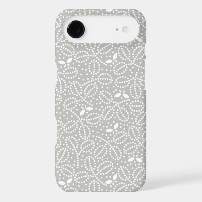 Silver Grey Leaf Pattern iPhone 4/4S Case (Back)