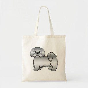 Silver Grey Lhasa Apso Cute Cartoon Dog Tote Bag