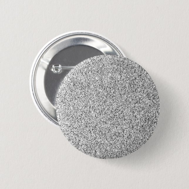Silver grey light glitter sparkles 6 cm round badge (Front & Back)