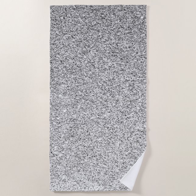Silver grey light glitter sparkles beach towel (Front)