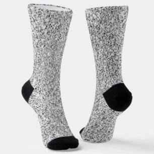 Silver grey light glitter sparkles black white socks