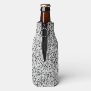 Silver grey light glitter sparkles bottle cooler