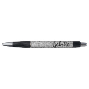 Silver grey light glitter sparkles Custom name