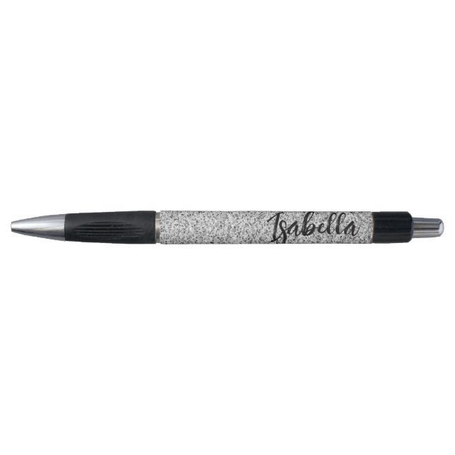 Silver grey light glitter sparkles Custom name (Front)