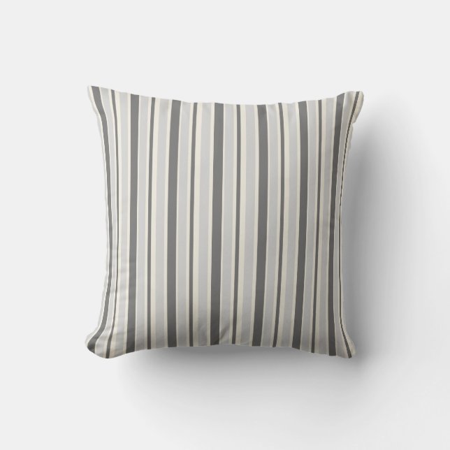 Silver Grey Lines Geometric Pattern Cushion (Front)