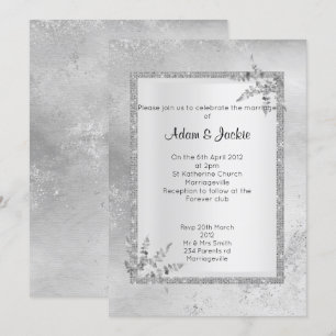 Silver Grey Marble ELEGANT CLASSY WEDDING Invitation