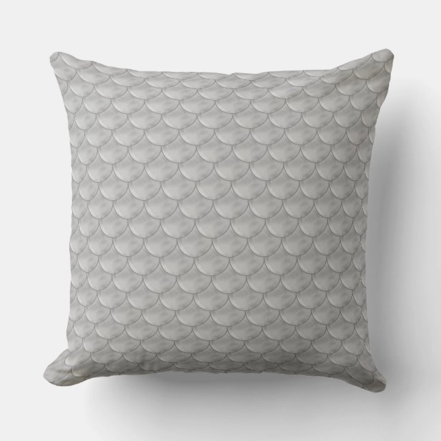 Silver Grey Mermaid Fish Scale Pattern Cushion (Front)