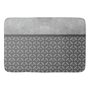 Silver Grey Metal Flowers with Gems Pattern Bath Mat