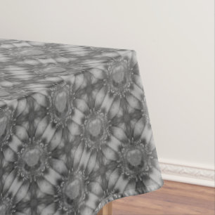 Silver Grey Metal Flowers with Gems Pattern Tablecloth