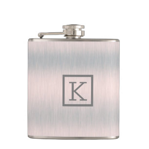 Silver-grey Metallic Brushed Aluminium Look Hip Flask