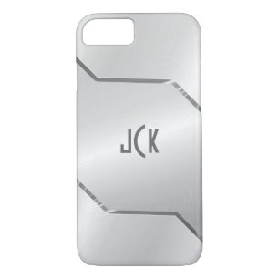 Silver Grey Metallic Design-Stainless Steel Look iPhone 8/7 Case