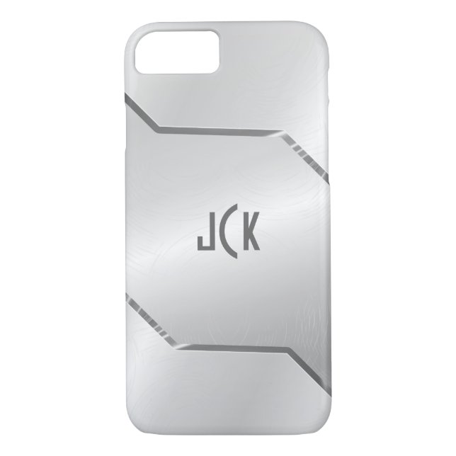Silver Grey Metallic Design-Stainless Steel Look Case-Mate iPhone Case (Back)
