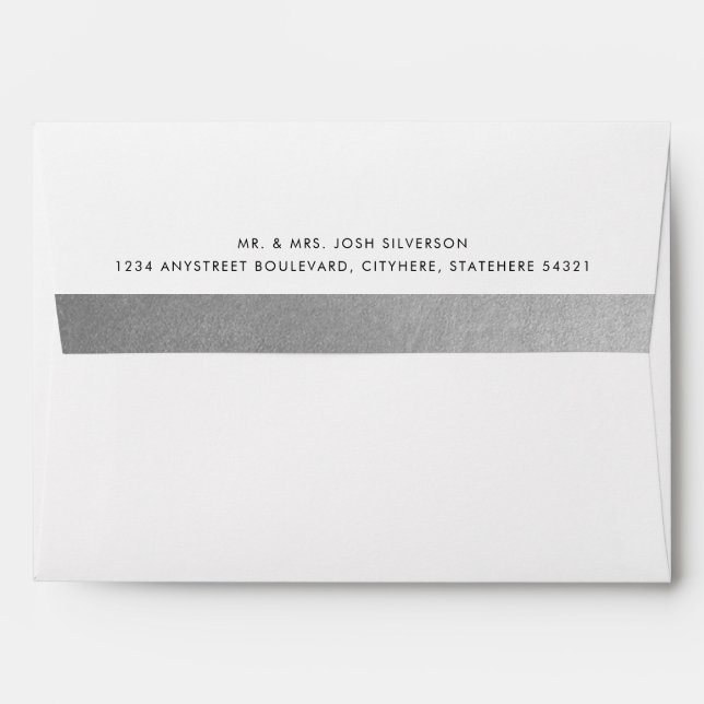 Silver Grey Metallic Faux Foil Stripe Back Inside Envelope (Back (Top Flap))