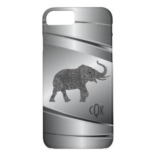 Silver Grey Metallic Floral Elephant iPhone 8/7 Case