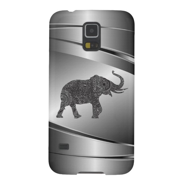 Silver Grey Metallic Floral Elephant Case-Mate Samsung Galaxy Case (Back)