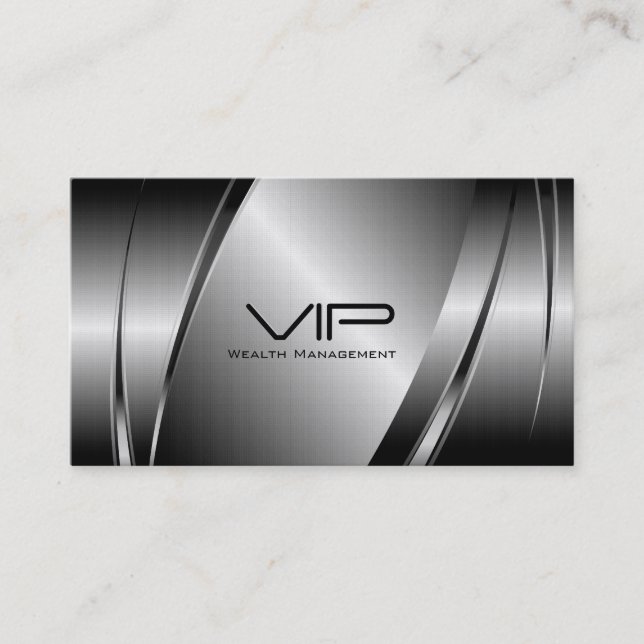 Silver Grey Metallic Look-Stainless Steel Pattern Business Card (Front)
