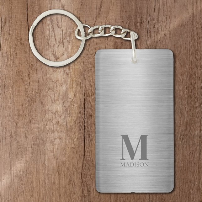 Silver Grey Metallic Monogrammed Key Ring (Creator Uploaded)