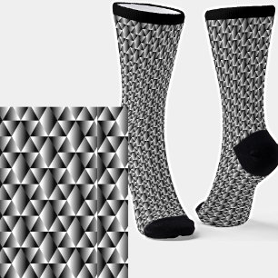Silver Grey Metallic Shine Effect Geometric Socks